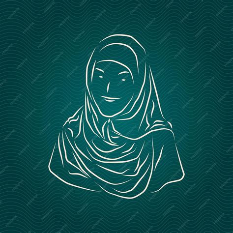 Premium Vector Outline Illustration Of Muslim Woman With Hand Drawn