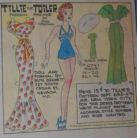 Tillie The Toiler 7 28 35 From Ebay Bonecos De Papel Bonecas