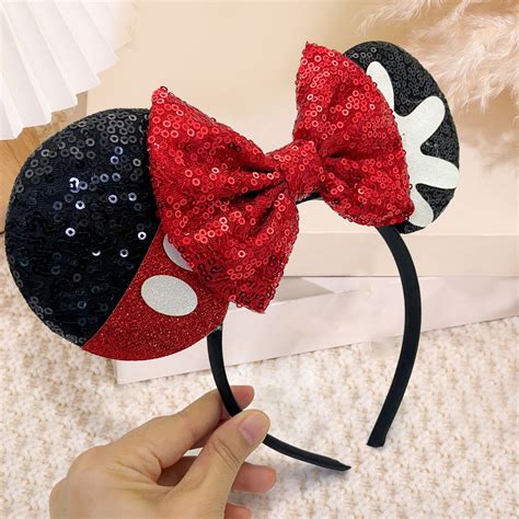 Disneyparks Cute Palm Red Bow Handband Mickey Minnie Mouse Ears