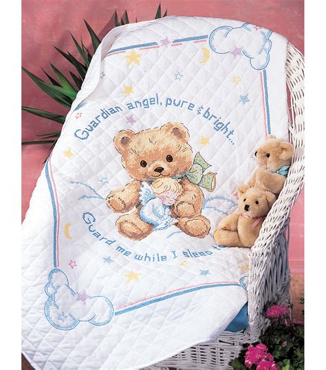 Cuddly Bear Stamped Cross Stitch Quilt Kit 34x43 Joann