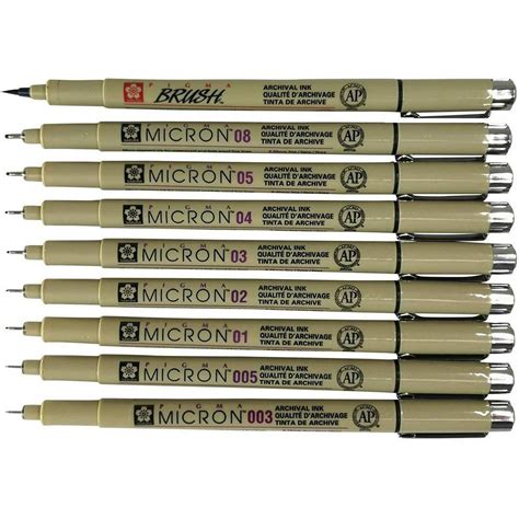 Caneta Nankin Pigma Micron Sakura Preta Kit C 9 Traços Shopee Brasil