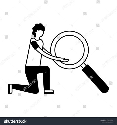 Man Holding Big Magnifying Glass Stock Vector Royalty Free 1238208370