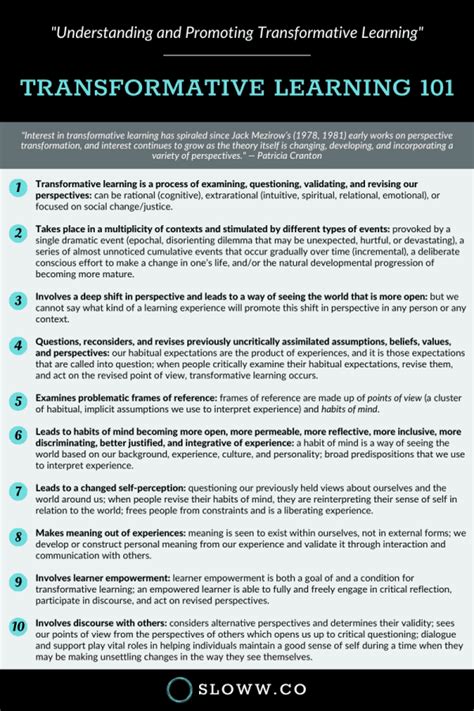 Understanding And Promoting Transformative Learning Book Summary Sloww