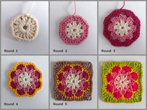 Crochet African Flower Granny Square Free Pattern Annie Design Crochet