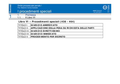 Diritto Processuale Penale Parte 1 Schemi Riassuntivi E Slide I