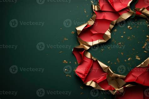 Torn Christmas Wrapping Paper Frame Generative Ai Stock Photo