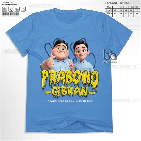 Jual KAOS PRABOWO GIBRAN PRESIDEN 2024 Orang Cerdas Pilih Nomer Dua