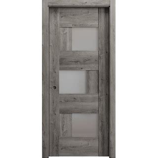 Sliding French Pocket Door Sete 6933 Nebraska Grey With Frosted Glass