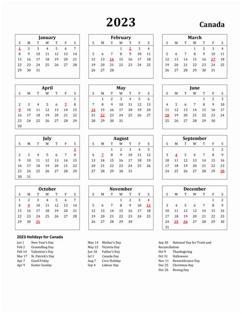 Printable Canada 2023 Calendar Calendar Dream