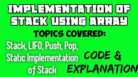 Implementation Of Stack Using Array Data Structure Code And Output