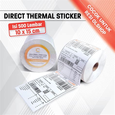 Jual MURAH 12 ROLL KERTAS LABEL RESI ISI 500 DIRECT THERMAL STICKER