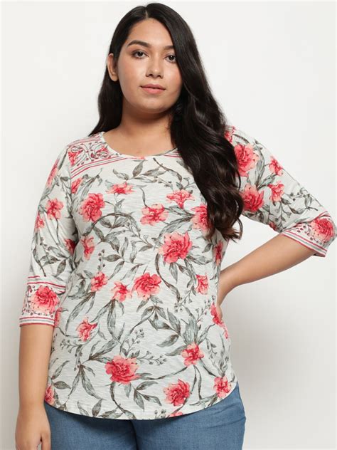 Buy Amydus Plus Size Women Grey And Red Floral Printed T Shirt Tshirts For Women 16288264 Myntra