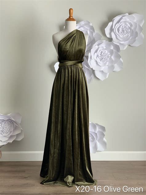 Olive Green Velvet Dress Velvet Bridesmaid Dress Velvet Long