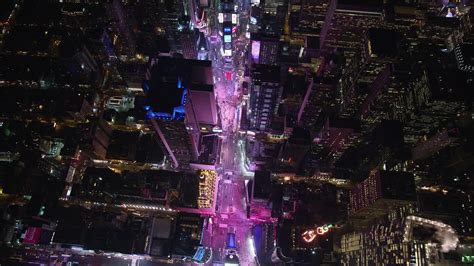 5 5K Stock Footage Aerial Video Tilt To Bird S Eye Of Times Square At