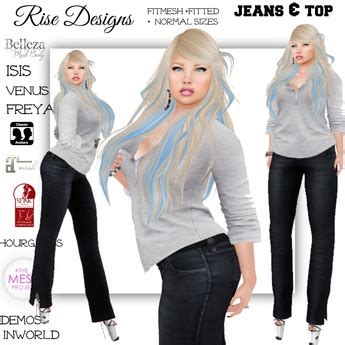 Second Life Marketplace - Ryders Black JEANS + WHITE TOP