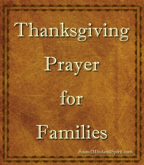 Blessings of Thanksgiving for Families