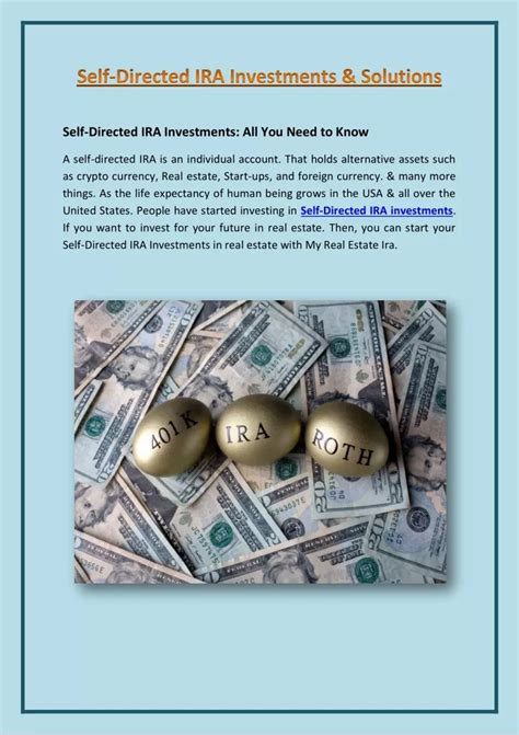 Ppt Self Directed Ira Investments Solutions Powerpoint Presentation