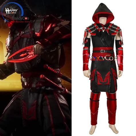 2019 Game Mortal Kombat 11 Full Scorpion Man Hanzo Hasashi Mk 11 Red Skin Suit Cosplay Halloween