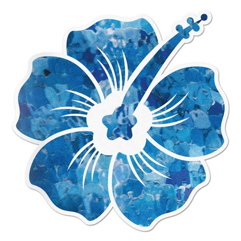 Hibiscus Decal Blue Crystal Sticker Vinyl Rear Window Car Truck Laptop