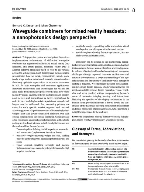 Waveguide Combiners For Mixed Reality Headsets Docslib