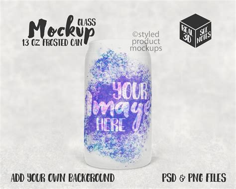 Dye Sublimation 13oz Frosted Beer Can Glass Mockup Add Your Etsy