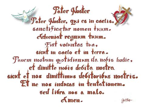 Pater Noster Latin Prayer Of The Our Father And The Lords Prayer