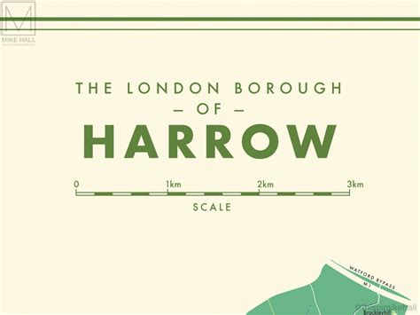 Harrow (London borough) retro map giclee print – Mike Hall Maps ...