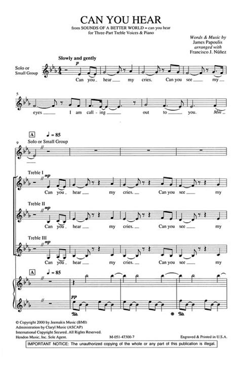 Can You Hear Sheet Music By Jim Papoulis Sku 48004978 Stantons