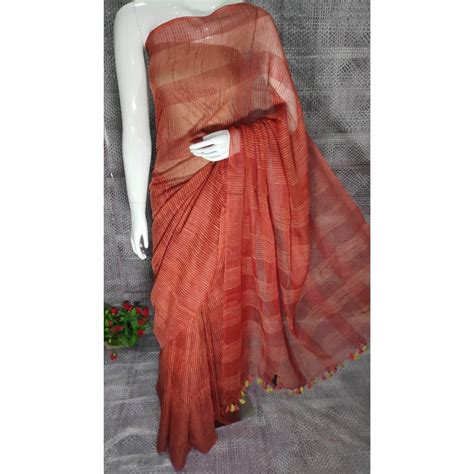 Festive Wear Red Bhagalpuri Kota Silk Banswara Ghicha Saree M