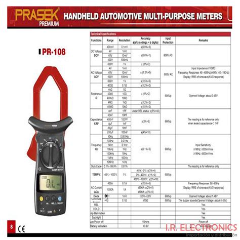 PINZA AMPERIMETRICA PRASEK PREMIUM PR 108 I R Electronics