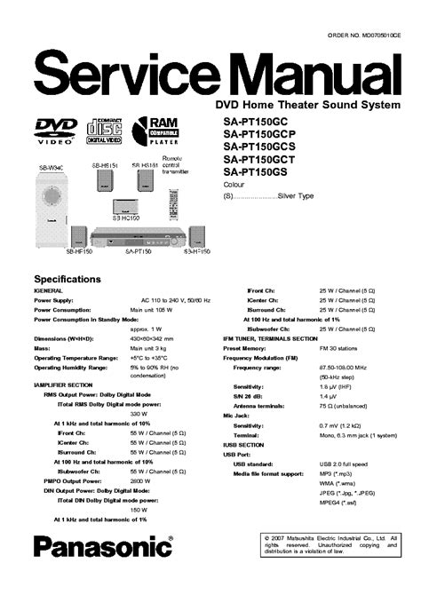 Panasonic Sa Pt150gc Gcp Gcs Gct Gs Sm Service Manual Download Schematics Eeprom Repair Info