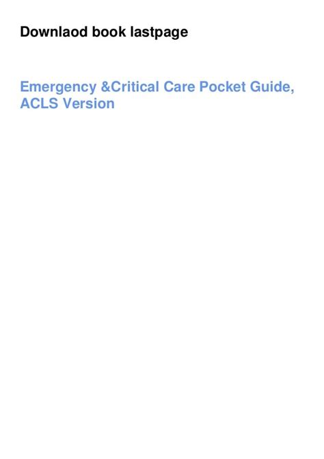 ⚡pdf⚡ Emergency And Critical Care Pocket Guide Acls Version