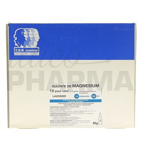 Sulfate De Magnesium Lavoisier 15 10Amp 20ml Liquide E Pharmacie