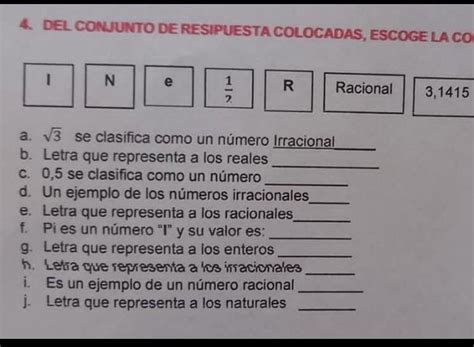 Del Conjunto De Respuesta Colocadas Escoge La Correcta En Cada Literal