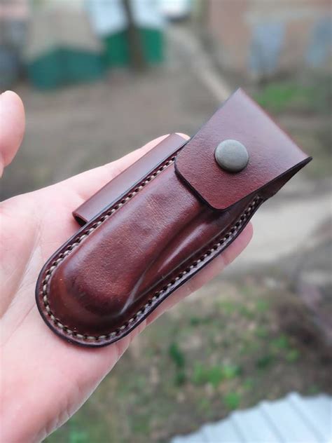 Horizontal Leather Sheath For Buck 110 Folding Hunter Knife Etsy