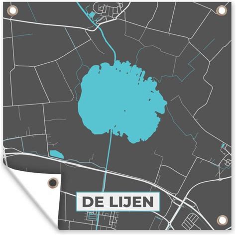 Tuin Poster Stadskaart Water Nederland De Lijen Kaart