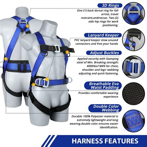 Tt Trsmima Safety Harness Fall Protection Kit Full Body Roofing