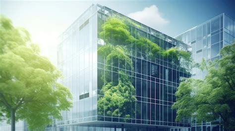 Premium AI Image | Ecofriendly building in the modern city Green tree ...