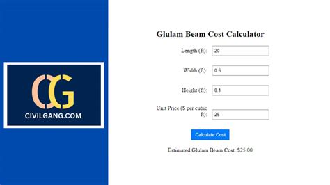 Glulam Beam Cost Calculator Civilgang