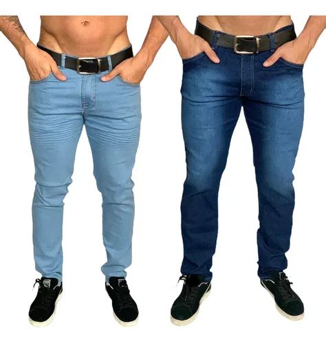 2 Calças Masculina Sarja Slim Fit C Lycra Várias Cores Frete Grátis