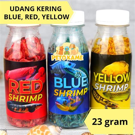 Jual Ourfish Udang Kering Red Blue Yellow Shrimp Gram Pakan Ikan