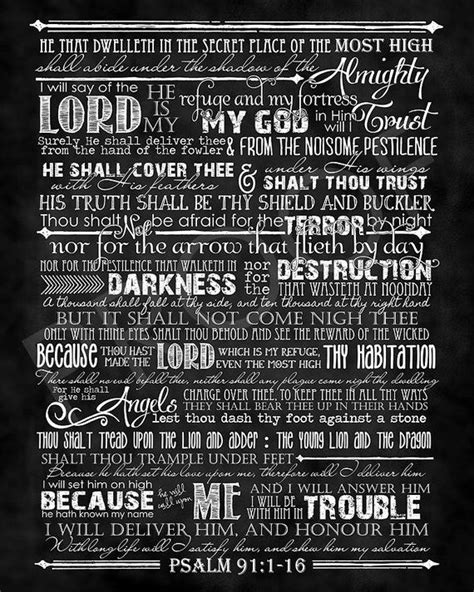 Scripture Art Psalm 91 1 16 Chalkboard Style Etsy Scripture Art