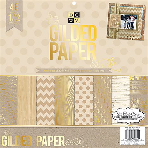 GILDED PAPER Stack 12x12 Printed Cardstock 48 Sheets DCWV Paper