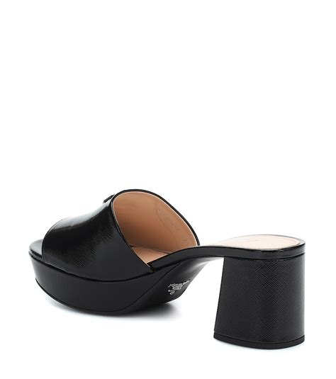 Prada Platform Slide Sandal In Black Modesens