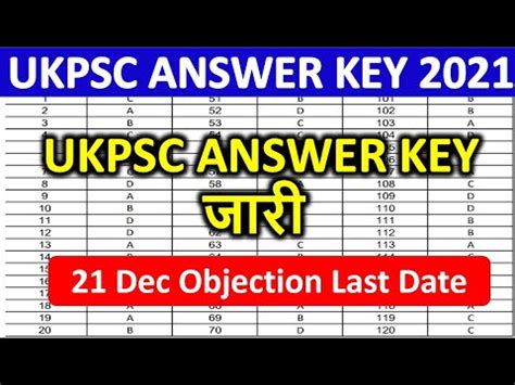 UKPSC ANSWER KEY 2021 UKPSC FRO ANSWER KEY जर UKPSC LOWER PCS