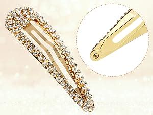 2PCS Snap Hair Clip Rhinestone Hair Clips Gold Snap Hair Clip Hair