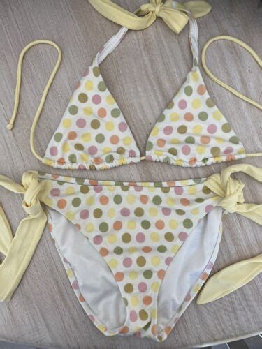 Victorias Secret Polka Dot Bikini Top Bottoms Set Sz Med Perfect