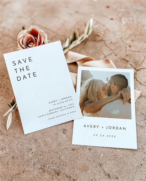 Photo Save The Date Invitation Minimalist Save The Date Etsy