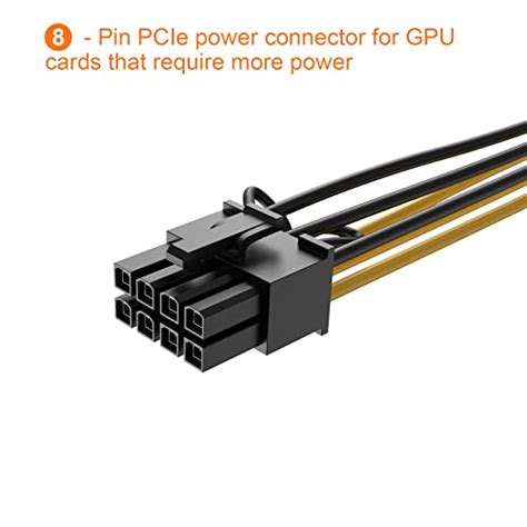 Pcie Cable 6 Pin Pcie Adapter To 8 Pin Pcie Cable 2 Pack 6 Pin To 8 Pin Pcie