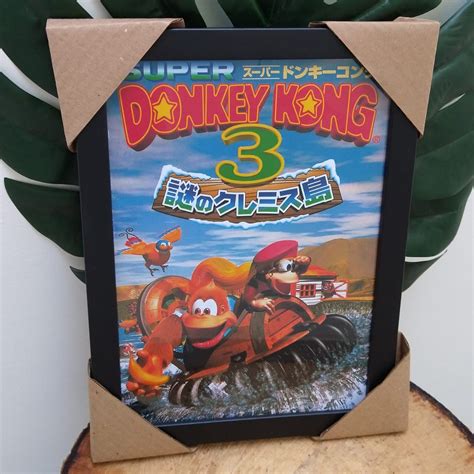 Quadro Decorativo Moldura E Vidro Donkey Kong Country 3 Super